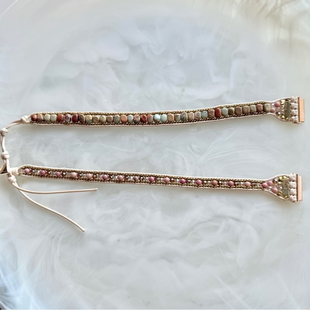 Boho Chic Natural Stone Beaded Watch Band - Layer Wrap Bracelet Gemstones - Picture 2 of 6